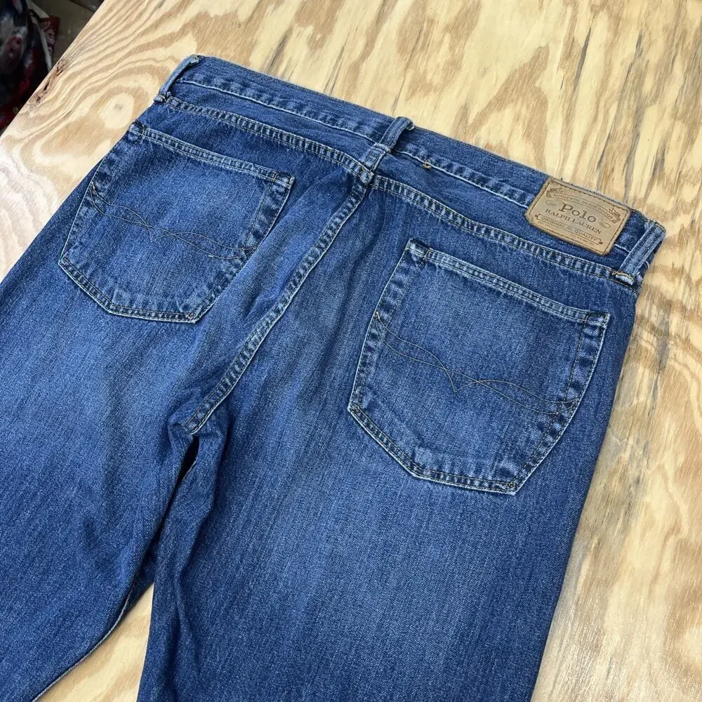 Polo Ralph Lauren Varick Slim Straight Jeans Mens 36x34 (36X33) Blue Preppy